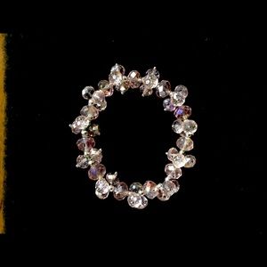 Rich pink, clear cut crystal stretch bracelet